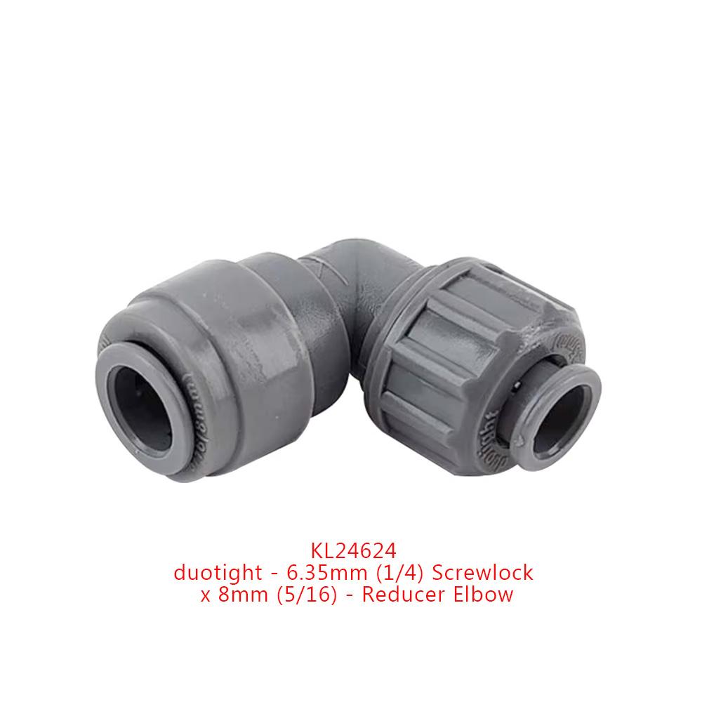 KegLand Barware Duotight - 8/6.35mmx8mm Screwlock  Elbow Push In Joint Fittings Quick Connector