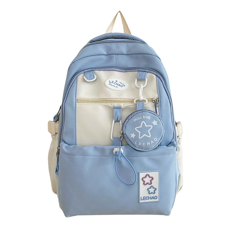 style versatile girl cute backpack contrasting color splicing primary and secondary school students lightweight backpack