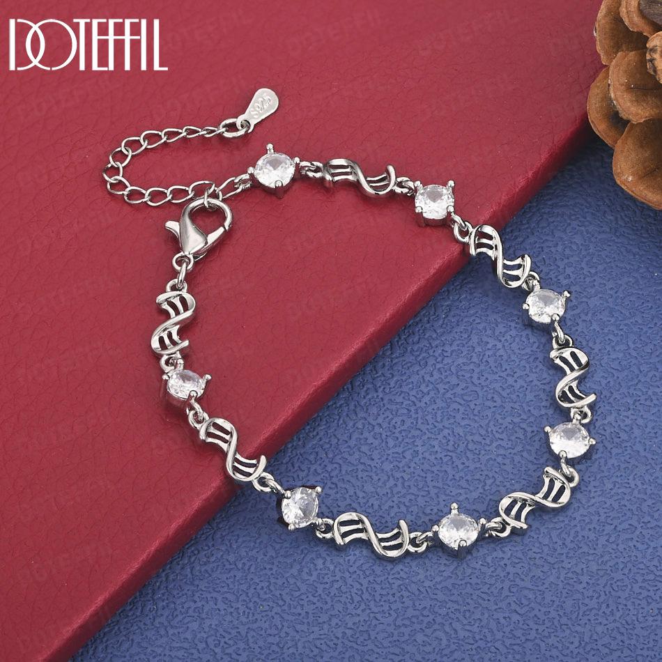 

Браслет из стерлингового серебра 925 пробы с цирконием AAA, модные свадебные украшения 20cm