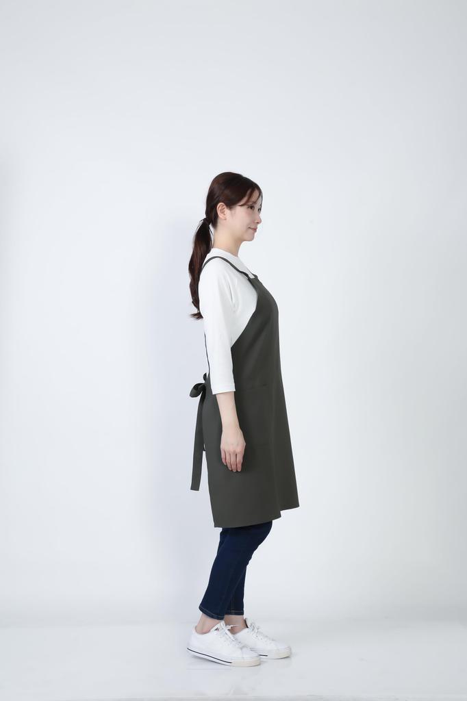 Bib Apron Bib Apron GT7013 Unisex Stretch Restaurant Uniform Khaki 3L [Seven Uniform] H-Shaped Water-Repellent Oil-Repellent Quick-Drying
