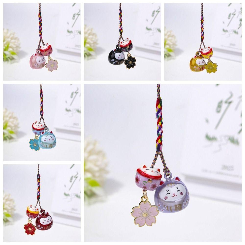 Cute Lucky Cat Pendant Fantastic Phone Strap Personality Maneki Neko Key Chain  Girls