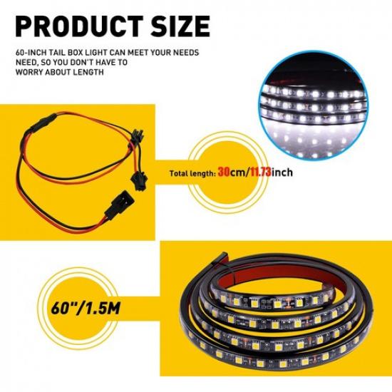 2x 60" White LED Cargo Bed Light Bar Van Pickup Truck Lighting Strip For ford EA