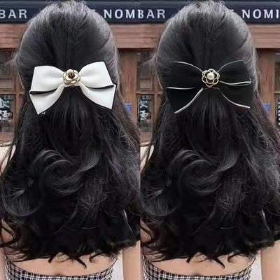 Jarní Styl Retro Černobílá Kamélie Mašle Sponka Do Vlasů Pro Ženy Vlasové Doplňky