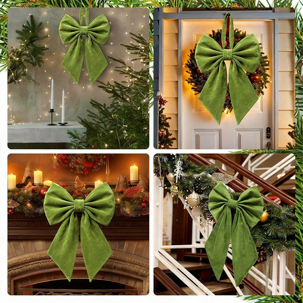 Christmas Pendant Red/Green Velvet DIY Bows High-end Xmas Ornaments Accessories Christmas Decorate Home TreeHanging W0R5