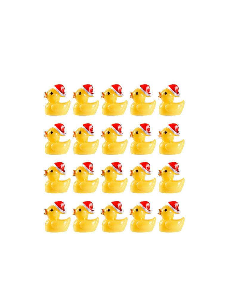 10/20pcs Mini Resin Christmas Ducks with Hat Tiny Animal Ornaments for DIY Fairy Garden Home Decor Xmas Party Favors Gift