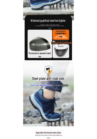 Men's Breathable Flyknit Steel Toe Safety Work Shoes – Lightweight, Anti-Smash, Anti-Piercing Outdoor Protection Footwear