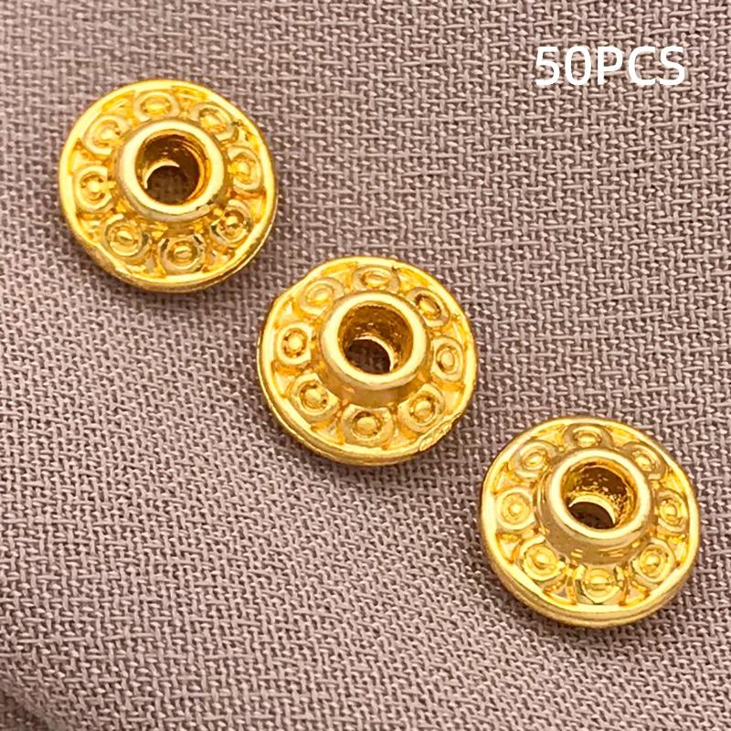 10-100Pcs Stainless Steel Gold Spacer Beads For Bracelet Jewelry Making Diy Flat Round Loose Beads Handmade Jewelry Supplies Cra