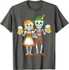 Grappig Skelet Koppel Oktoberfest Knoopworst Bier Feest Man T-shirt Mode Casual Katoen Grafische T-shirts Streetwear Tops T-shirt