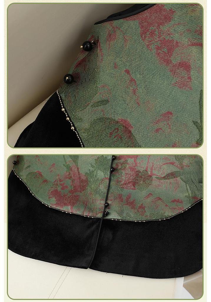 Women's Spring Fashion Chinese-Style Stand-up Collar Jacquard Color Block Vest 2026