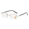 New blue light blocking flat glasses, diamond-trimmed rimless rimless diamond-set glasses, trendy street photography smart photosensitive color-chang