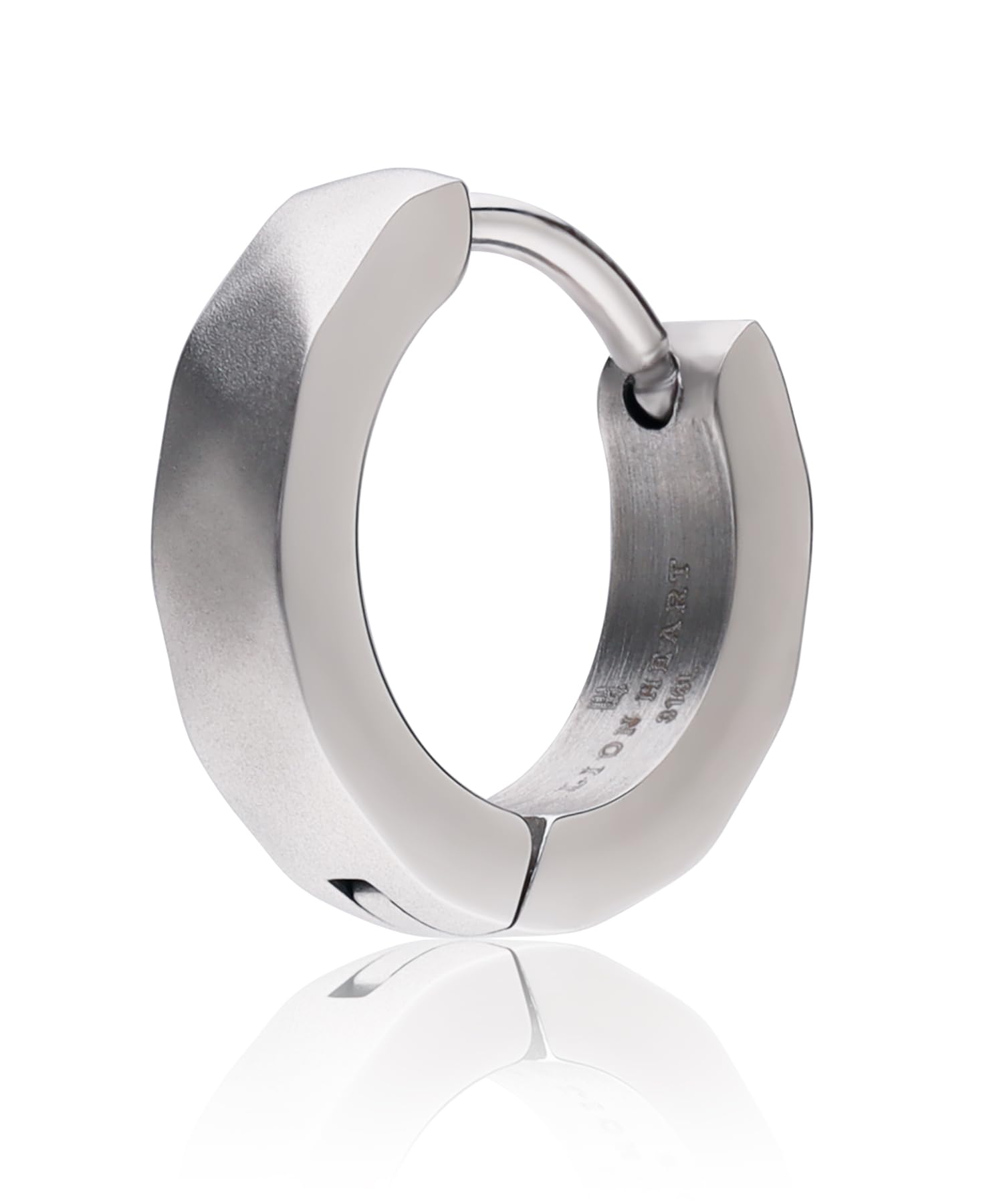 

LION HEART THE EDGE Cutting Hoop Earrings, Surgical Stainless Steel (Hypoallergenic), Men s and Women s, Single Ear (Matte Silver)