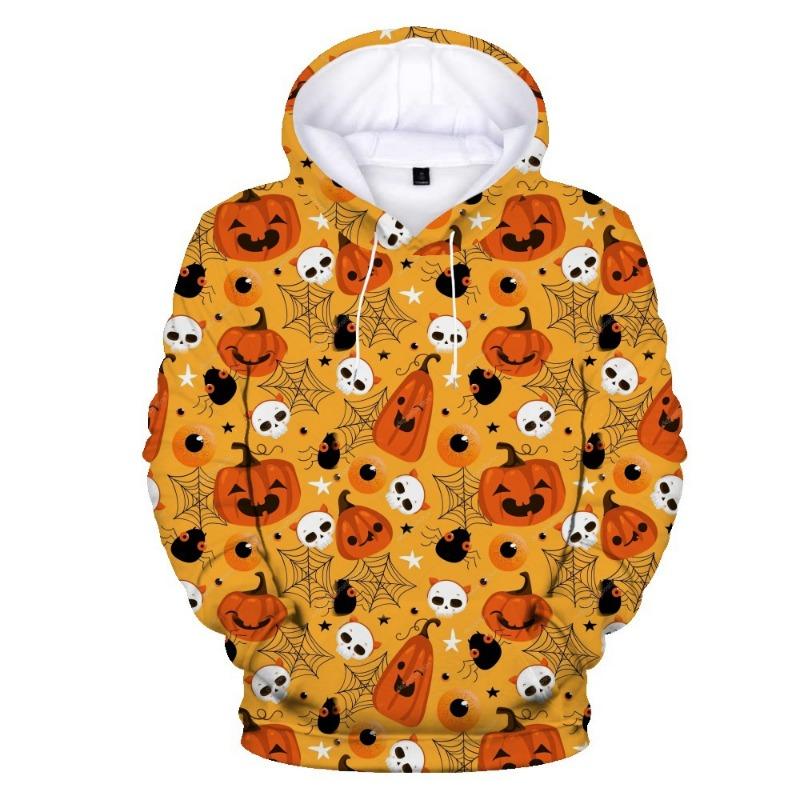 Halloween Kürbiskopf Teuflisches Hoodie Sweatshirt Herren 3D Digitaldruck Lässig Bequem Polyester Langarm Streetwear