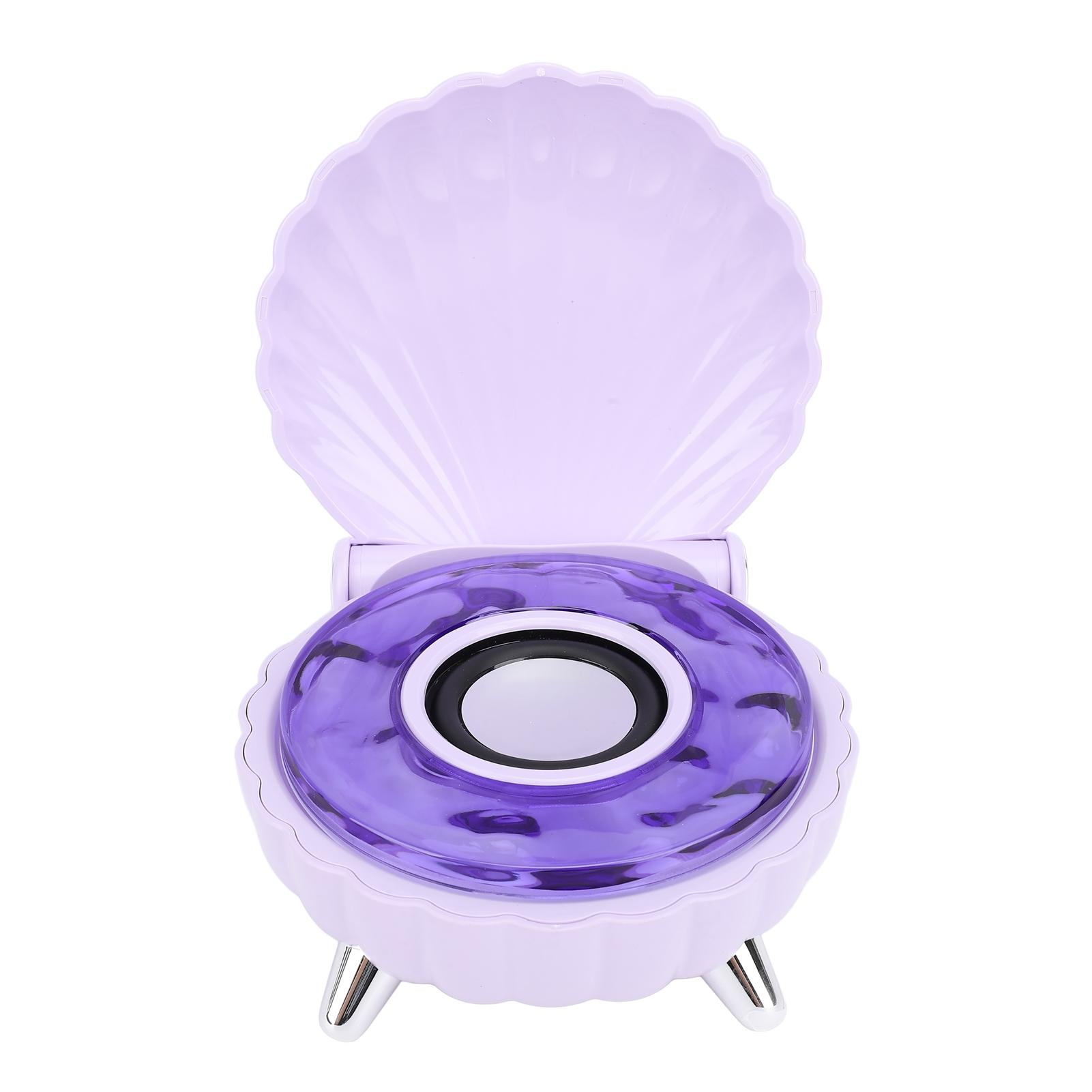 

Bluetooth Speaker Unique Seashell Shape Stereo Speaker with Colorful Night Light 1200mah for Bedroom Table Decoration фиолетовый