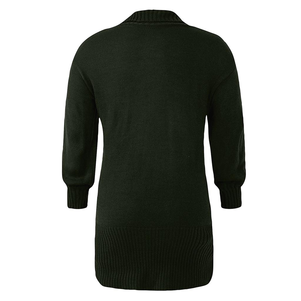 Women's Jumper Dress Lapel Lapel Sleeve Knitted Solid Long Dress