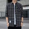 Fashion Men's Long-sleeved Shirt Spring and Fall Men's Plaid Shirt Square Collar Straight Youth Fashion Shirt