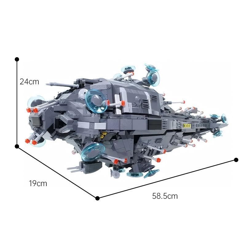 MOC Futuristic Sci-Fi Space Battleship Cruiser Building Blocks DIY Assemble Toy Desktop Ornament Holiday Gift