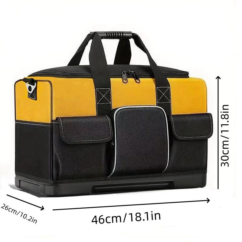 Large Heavy-Duty Tool Bag with Wide Mouth Opening Reinforced Plastic Bottom for Electricians Mechanics Gardeners Durable Oxford