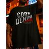 Men'S Retro Black Core Denim Graphic T-Shirt - Loose Fit Casual Short Sleeve Round Neck, All-Season Comfort, Urban Streetwear Essential