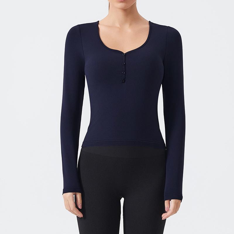 

Женский облегающий топ хенли с длинным рукавом для йоги и бега Medium