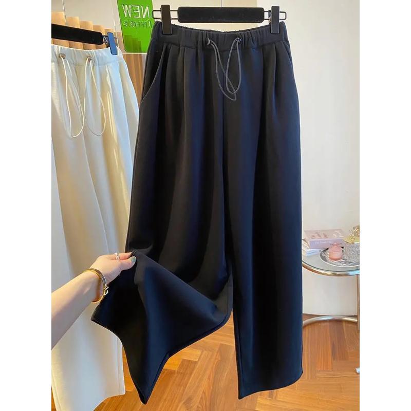 Women's Gray High Waist Drawstring Wide Leg Pants Loose Fit Casual Lounge Sweatpants