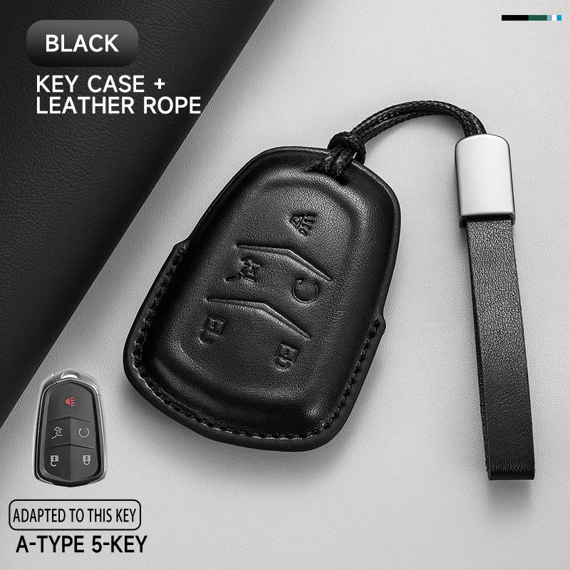 Genuine Leather Car Key Case Cover Key Bag For Cadillac GMC ATS CT6 CTS DTS XT5 Escalade ESV SRX STS XTS Protect Set Accessories