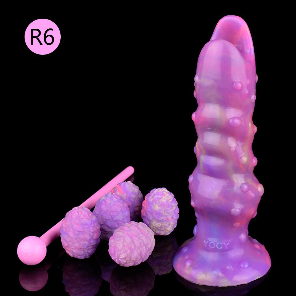Silicone Anal Plug Luminous Ovipositor Lay Eggs Anal Dildo with Granular Surface Vagina Balls Adult Sex Toy for Woman Men