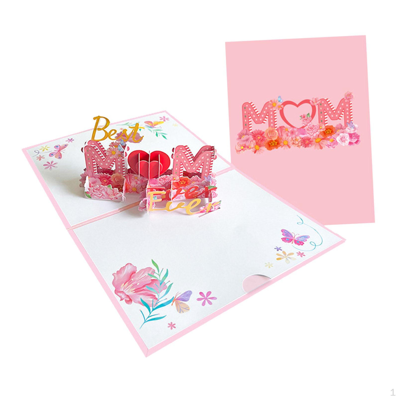 

Всплывающая открытка ко Дню матери, 3D креативная коробка, благословения для фестивалей, Дня благодарения розовый