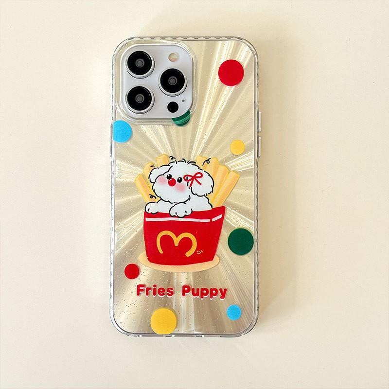 

New Cute Puppy Aurora Mobile Phone Case Suitable for IPhone16 Apple 15 14 Large Holes 13 12 Protective Cover Apple 12PROMAX
