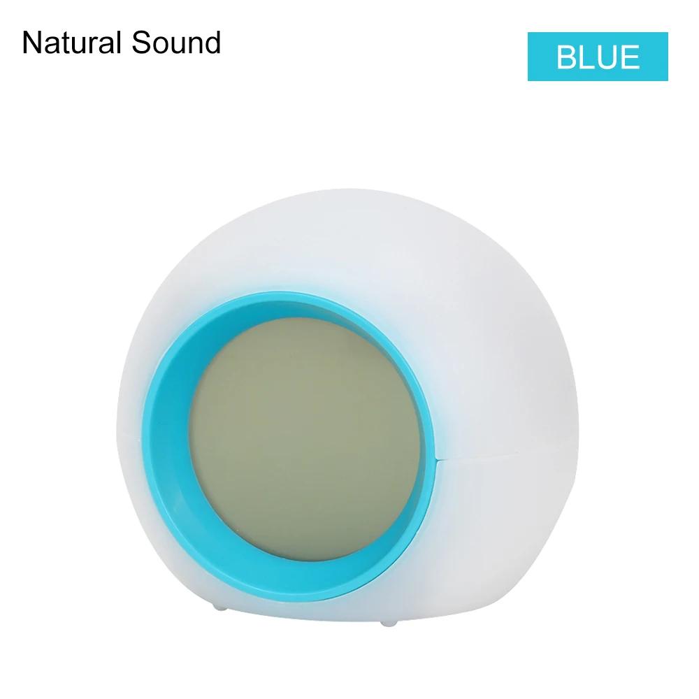 Creative 7 Colorful Round LED Light Alarm Clocks Time Date Display Temperature Detection Multi Functional Circular Alarm Clock