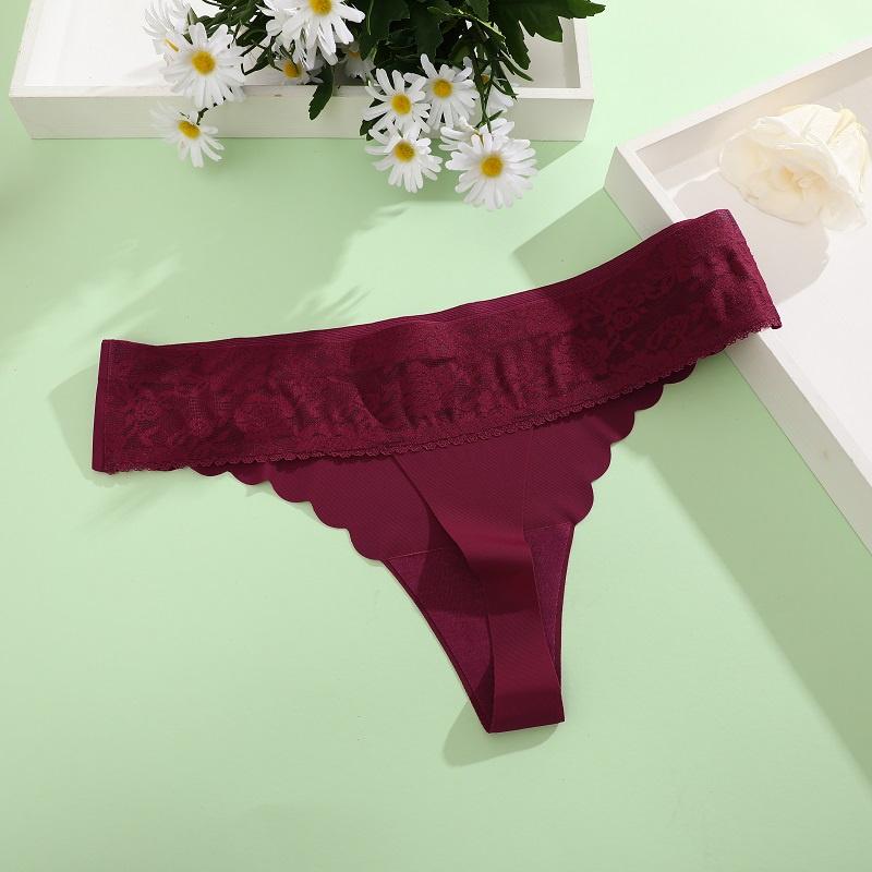 Ice Silk Seamless Panty for Women Lace Underwear Wavy Edge Underpants Breathable and Soft Panties S-XL