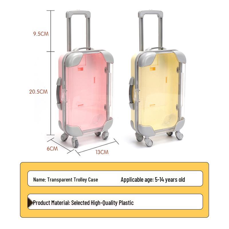 Mini Makeup & Eyelash Storage Clear Trolley with Wheels - Toy Travel Box