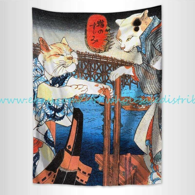 Tapestry Poster Cats Utagawa Kunis 75x100 чёрный