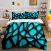 Blue and Black Abstract Mesh Pattern Bedding Set for Kids Luxury Gift 3pcs Digital Print Comforter Set Soft Comfortable