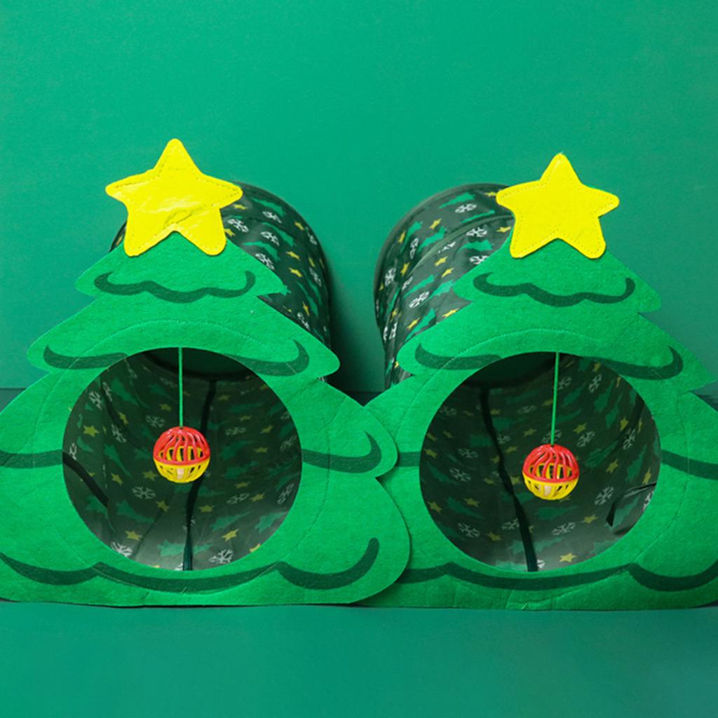 Collapsible Cat Tunnel Toy with Canes Playtube Crinkle Christmas Tree Tunnel for Indoor Kitten Rabbit 20inch