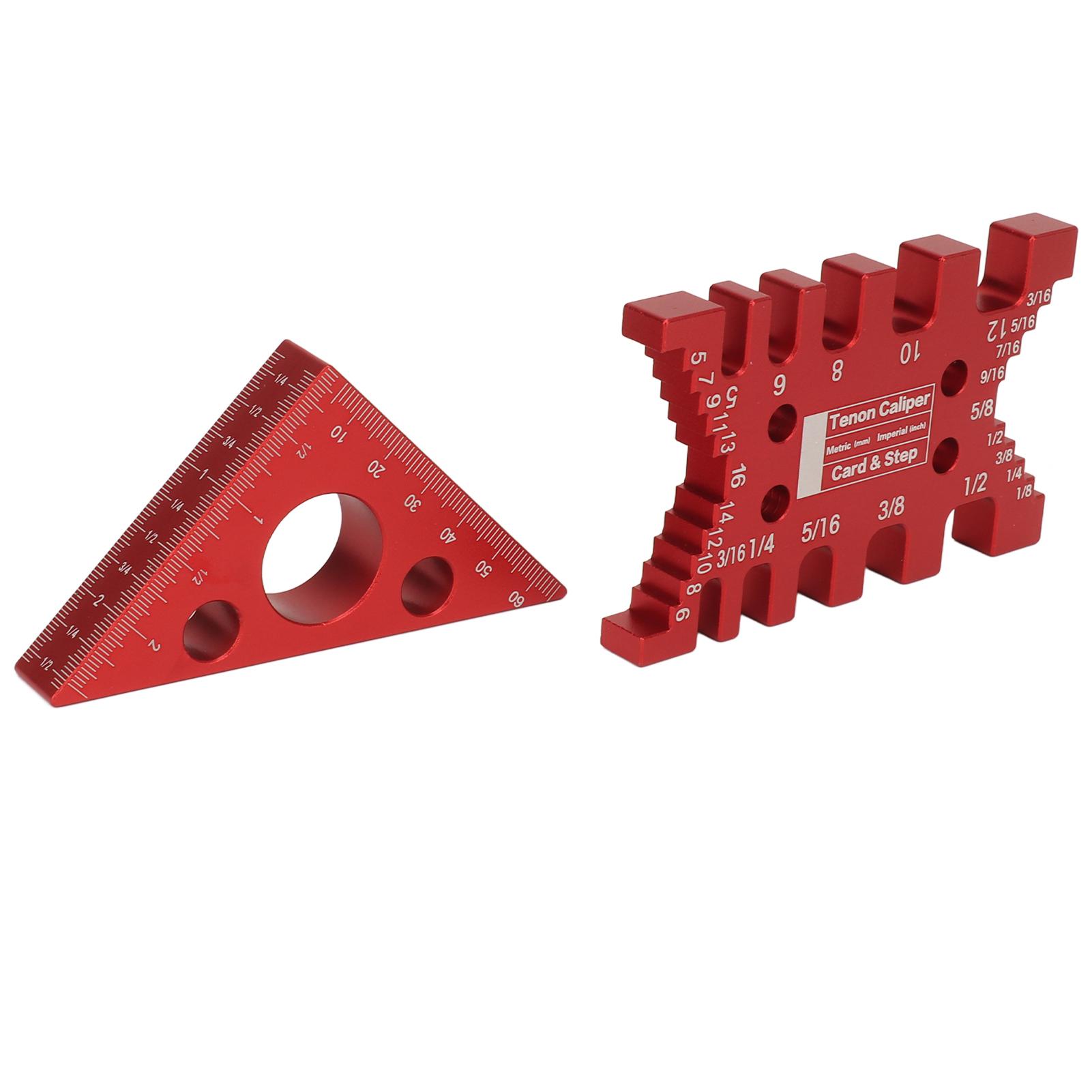 

Tenon Caliper and Triangular Gauge Set Router Saw Table Measuring Tool Woodworking Measurement