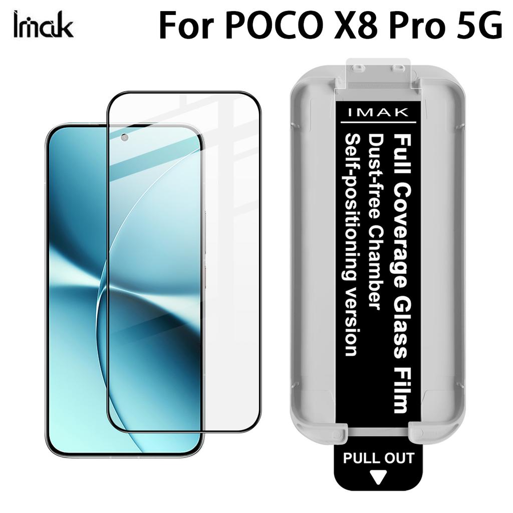 Für POCO X8 Pro 5G Glas IMAK Staubfreie Kabine Vollbild-Schutzglasfolie Unterstützt Fingerabdruck-Entsperrung