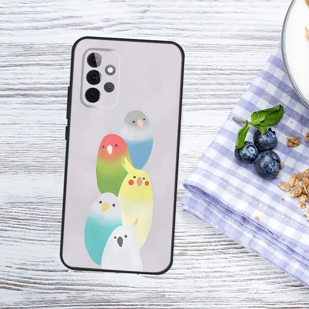 Chubby Cockatiel Parrot Bird Phone Case For Samsung Galaxy A13,A21s,A22,A31,A32,A52,A53,A71,A80,A91 Soft Black Phone Cover
