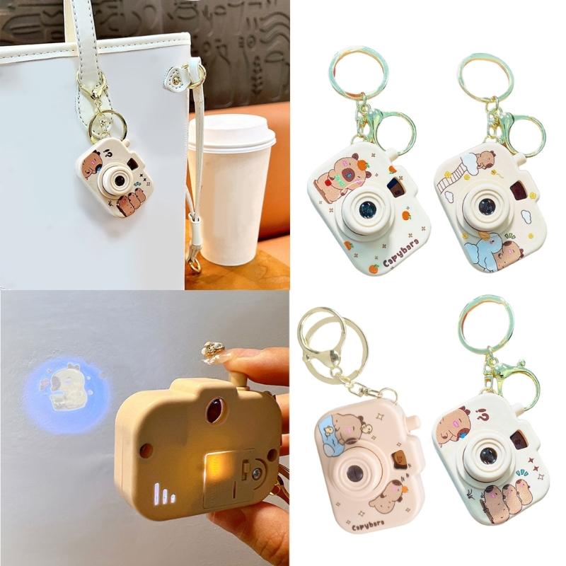New Capybara Projection Camera Keychain Cartoon Kawaii Mini Camera Keyring Hanging Decoration Fashion Backpack Pendant