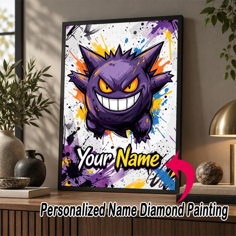 Personalized Gengar Diamond Art Custom Name 5D Diamond Painting Full Drill DIY Craft
