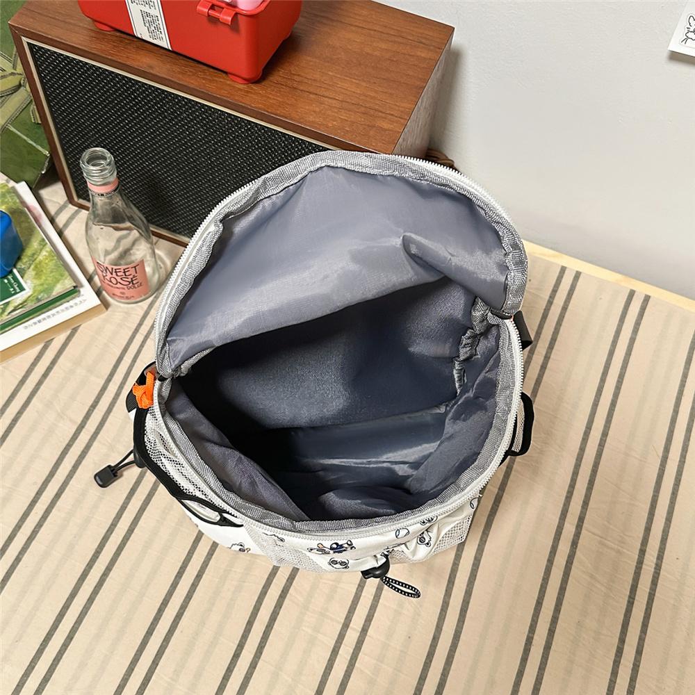Cute Cartoon Print Nylon Backpack for Women Casual Daypack Travel School Bag with Multi Pockets