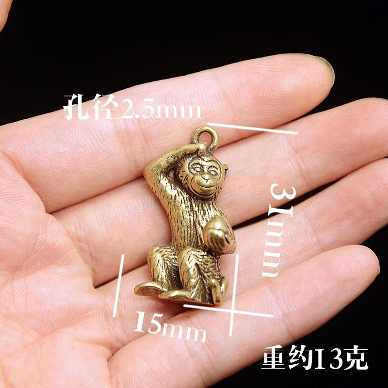 Brass Monkey Zodiac Keychain Decorative Figurine Chinese New Gift Tea Pet Ornament