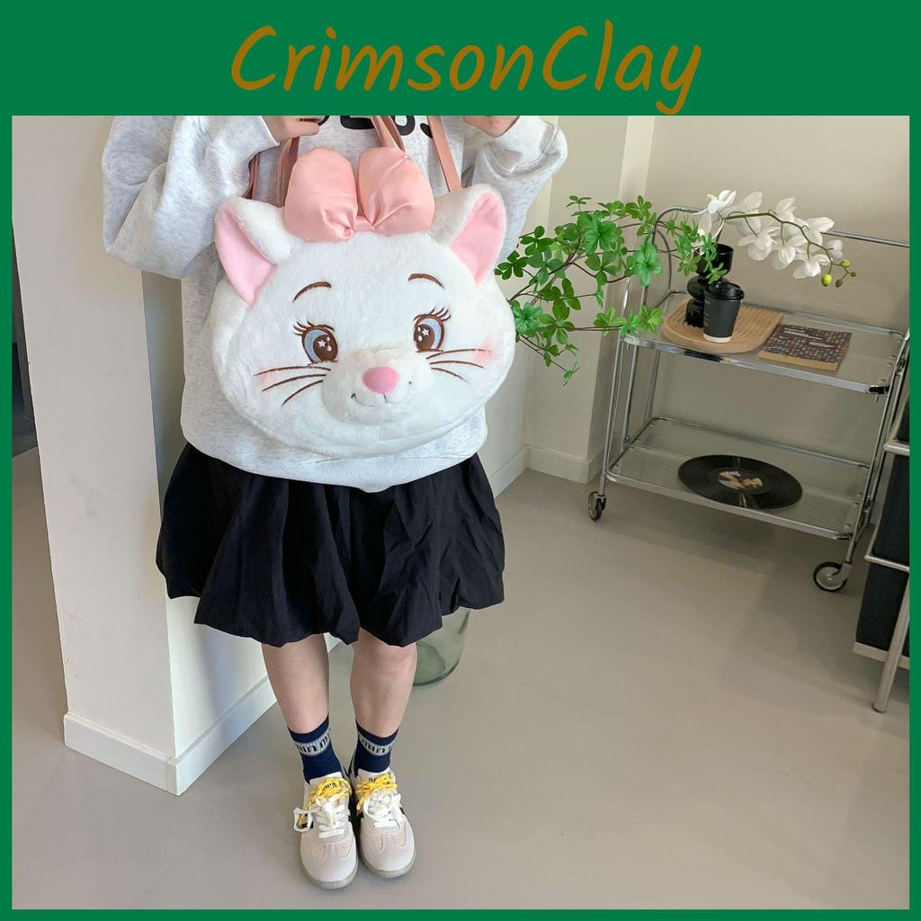 Cute The White Aristocats Cartoon Large Capacity Plush Backpack For Daily Use