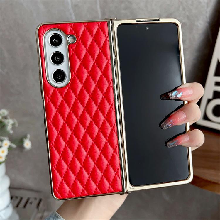 Applicable To Samsung ZFold5 Rhombus Mobile Phone Case Zfold3 Electroplated TPU Soft Zfold3 Folding Mobile Phone Case
