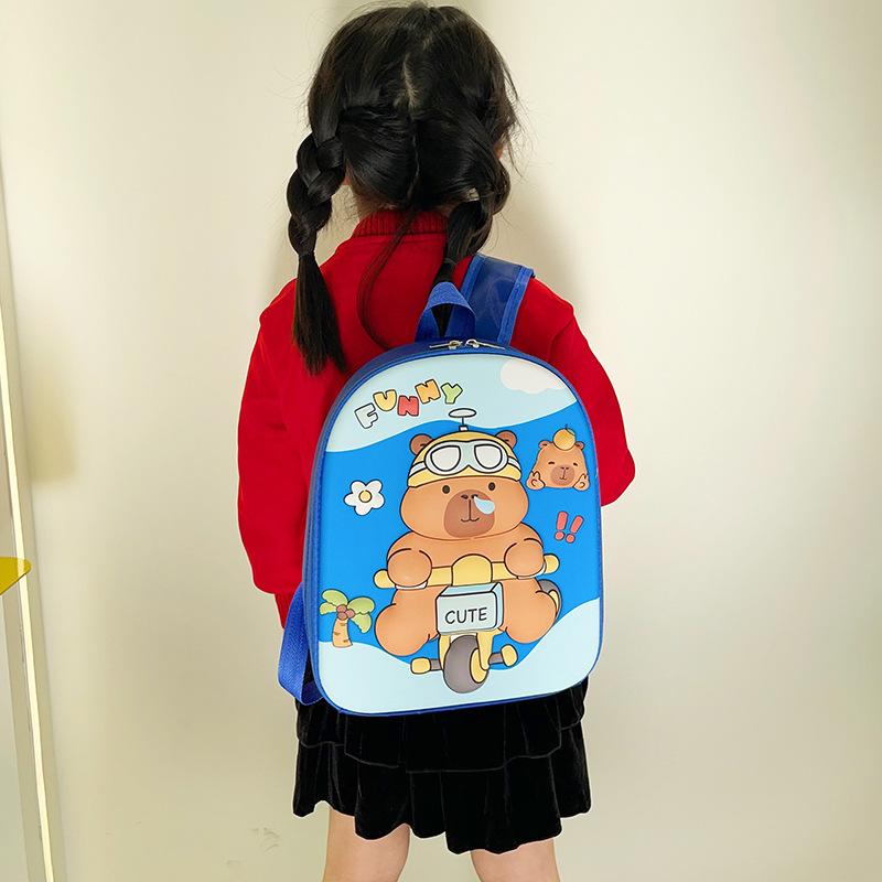 School Bag Kapibara Bag Cartoon Hard Shell Bag 3-6 Years Old Trendy Fashion Shoulder Back