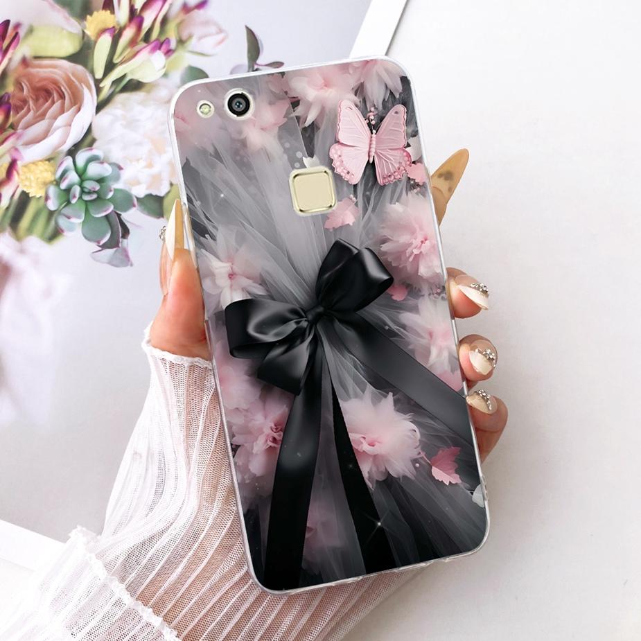 For Huawei P10 Lite Case WAS-LX1 WAS-LX2 Luxury Bow Flowers Painted Cover Soft Slim Phone Case For Huawei P10 Lite P10Lite Shell