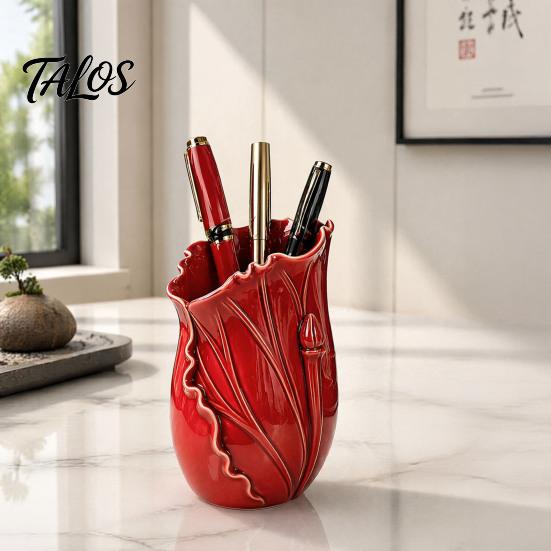 Decorative Pencil Holder for Office Lotus Leaf Pen Holder, Modern Creative Cup Desk Organizer Supplies Makeup Brushes Sustainable Stationery Storage