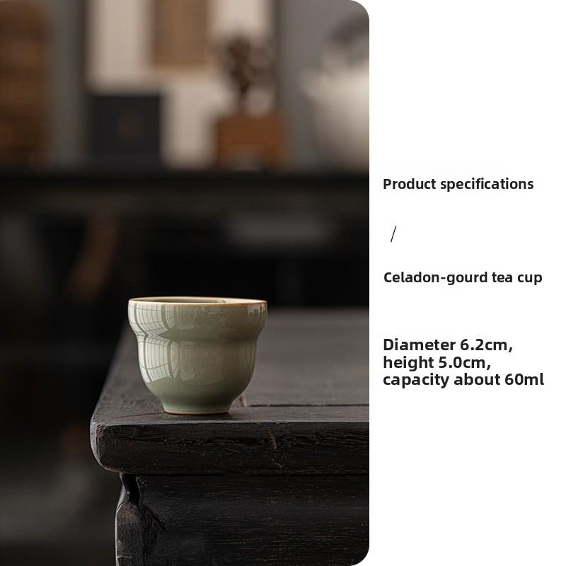 Retro celadon teacup Kung Fu tea set creative pure handmade home small smelling cup drinking tea master cup tasting tea cup