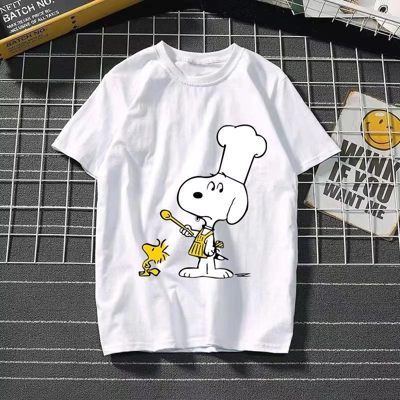 Snoopy Printing Cotton T-shirt Animation Cartoon Men and Women with The Same Loose Pure Cotton Cute Pure Cotton Top