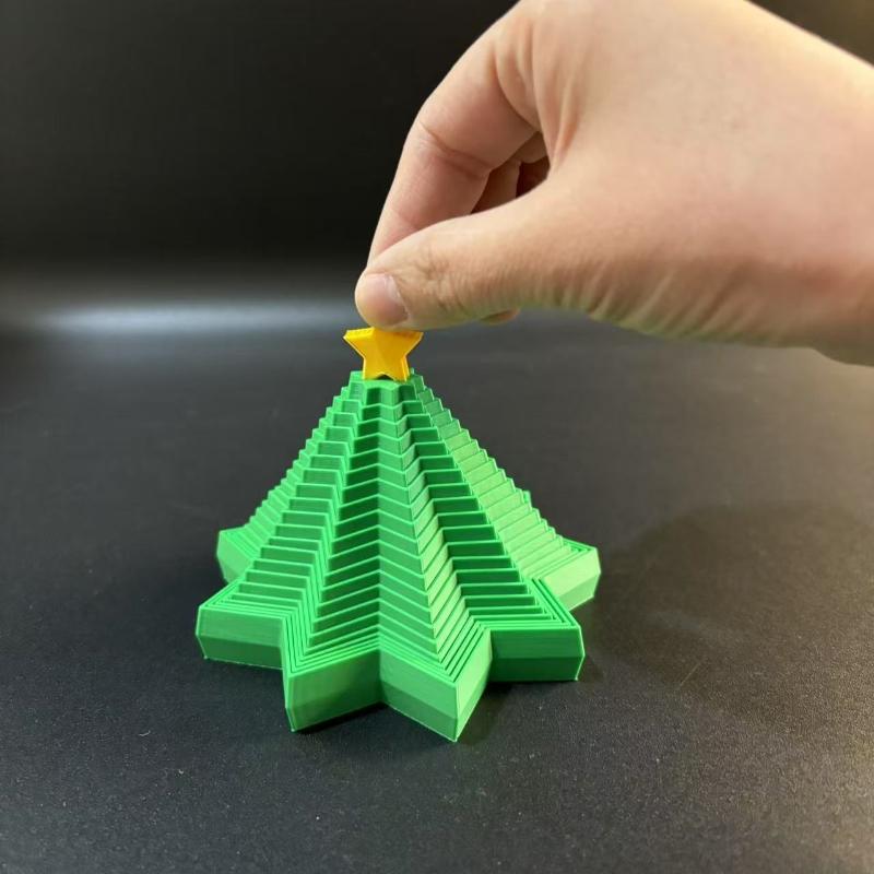 3D Printed Christmas Tree Fractal Fidget Expanded Ornament Playing Sensory Fidget Star Whirling Home Festival Decoration Gifts