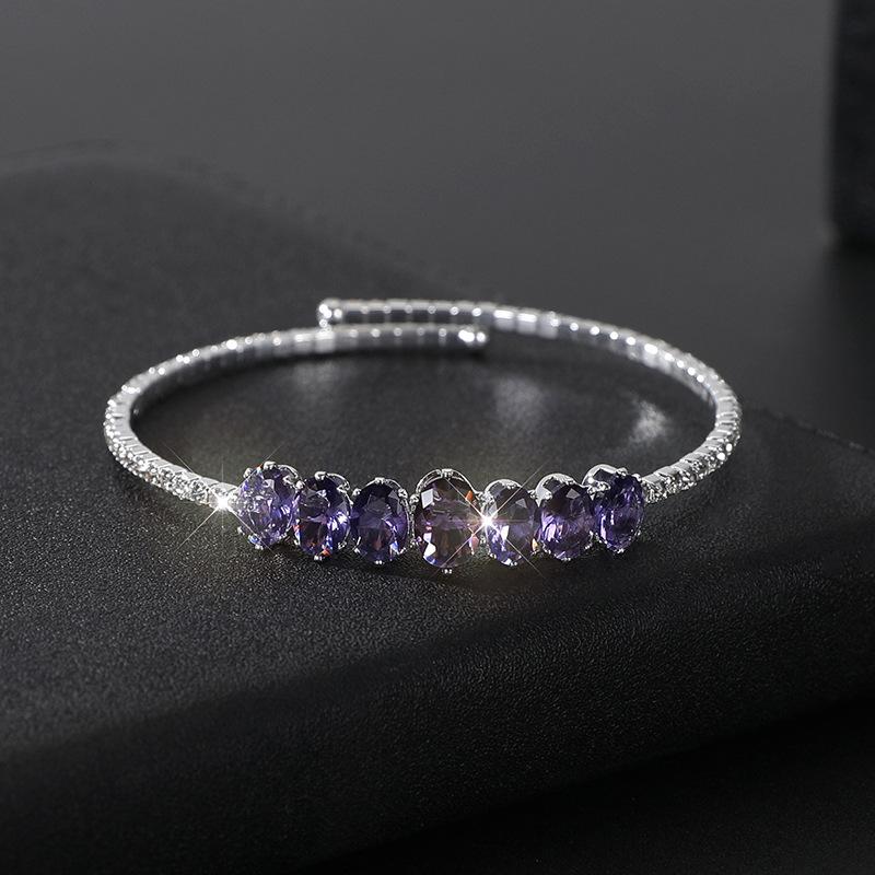 Offenes einreihiges und zweireihiges Strassarmband, Brautfarbe elastisch verstellbares Zirkonarmband Armschmuck